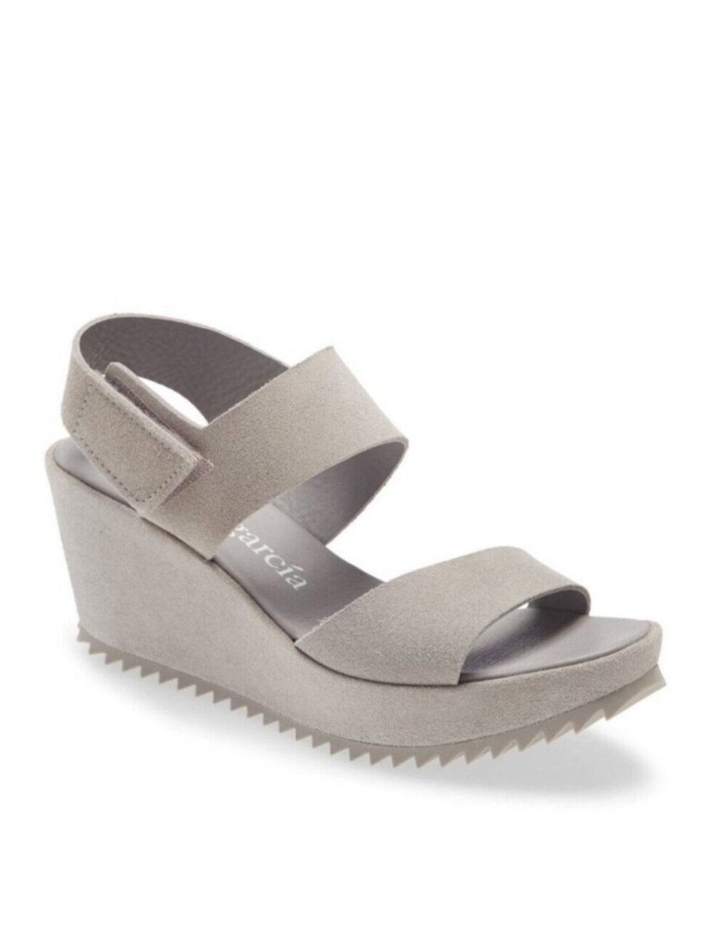 $650 PEDRO GARCIA Finabel wedge sandals LIGHT GREY SUEDE SAWTOOTH 39 (DD3)